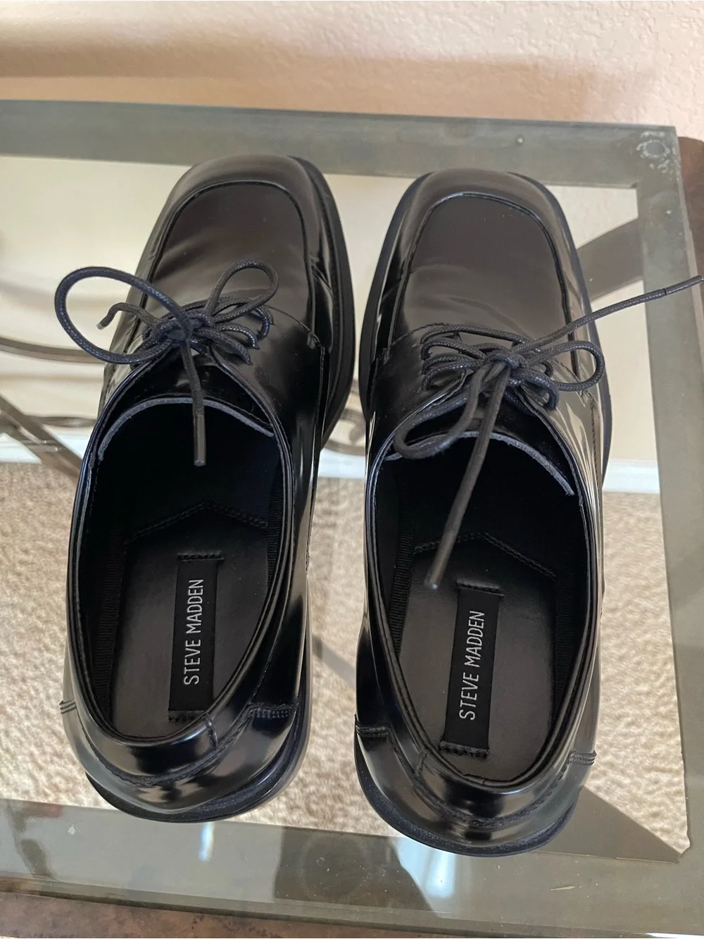 Steve Madden Black Leather Derby Shoes